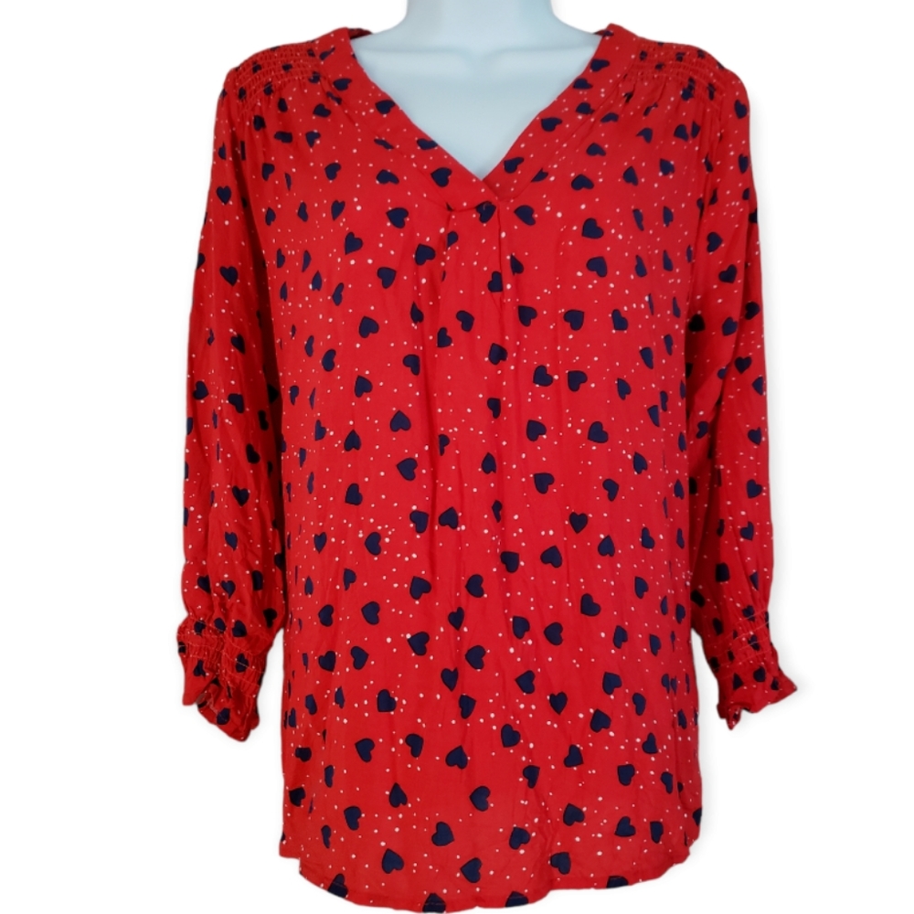 2/$20 NWOT Christian Siriano red hearts cotton blouse top Womens Medium